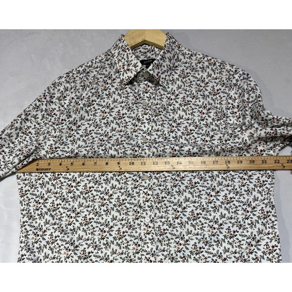 Express Slim Performance Shirt Mens Medium Floral Collared Button Up Stretch - Picture 8 of 12